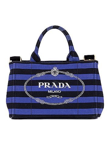 Prada Stripes Canapa Tote Small (view 1)