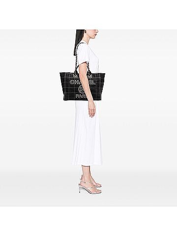 Chanel Medium Canvas Square Stitch Deauville Tote (view 2)