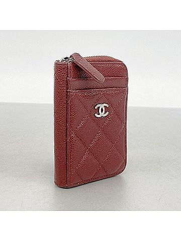 Chanel Chanel Matelassé Caviar Leather Wallet/Coin Case, Bordeaux, Women's (view 2)