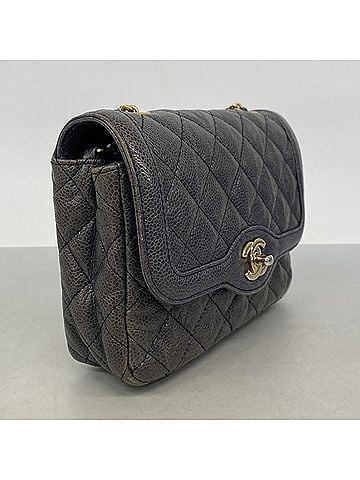 Chanel Chanel Matelassé Chain Shoulder Bag, Caviar Leather, Blue, Women's (view 2)