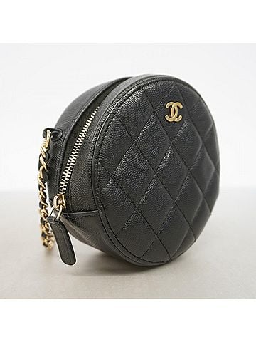 Chanel Chanel Matelassé Chain Shoulder Bag, Caviar Leather, Black, Women's (view 2)