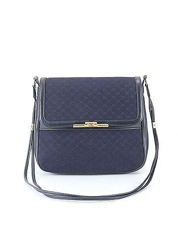 Gucci Vintage Gucci Micro GG Leather One-Shoulder Bag Handbag Navy Blue Women's (view 1)