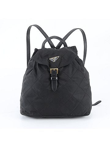 Prada Prada Tessuto Nylon Triangle Logo Leather Backpack/Handbag, Black, Women's (view 1)
