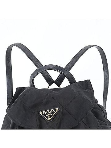 Prada Prada Tessuto Nylon Triangle Logo Leather Backpack/Handbag, Black, Women's (view 2)