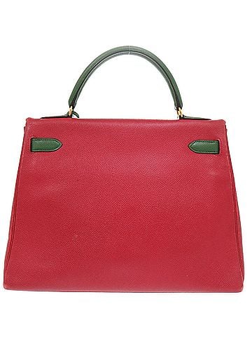 Hermès Hermes Kelly 32, inside stitching, bicolor, Courchevel leather, Rouge Vif Vert, gold hardware, ?X stamp (made in 1994), handbag, 0797HERMES (view 2)