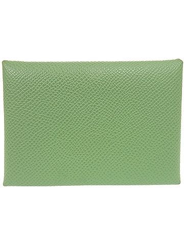 Hermès Hermes Calvi Duo Veau Epsom Vert Cricket U stamp (2022 production) Wallet/Coin Case Green 1282HERMES (view 1)