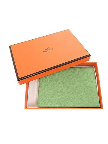Hermès Hermes Calvi Duo Veau Epsom Vert Cricket U stamp (2022 production) Wallet/Coin Case Green 1282HERMES (view 2)