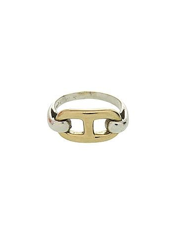 Hermès Hermes Chaine d'Ancre Sterling Silver 925 750 Gold Vintage Script Engraved Ring 1151HERMES (view 1)