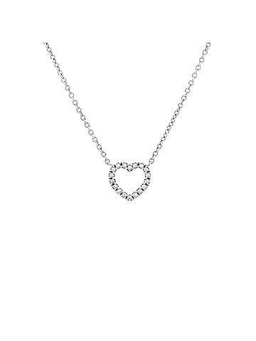 Tiffany & Co. Metro Open Heart Pendant Necklace 18K White Gold and Diamonds Mini (view 1)