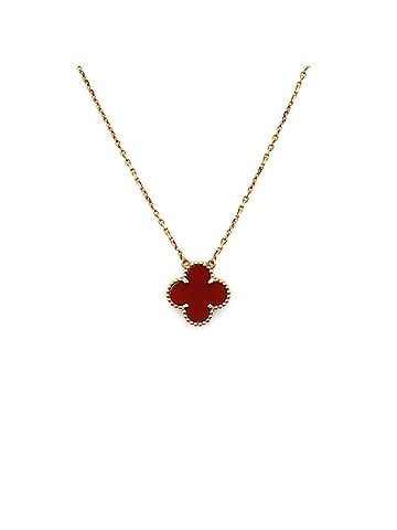 Van Cleef & Arpels Vintage Alhambra Pendant Necklace 18K Yellow Gold and Carnelian (view 1)