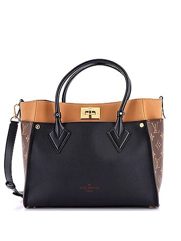 Louis Vuitton On My Side Tote Leather with Monogram Canvas MM (view 1)