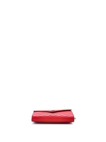 Saint Laurent Classic Monogram Wallet on Chain Matelasse Chevron Leather Medium (view 2)