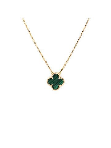 Van Cleef & Arpels Vintage Alhambra Pendant Necklace 18K Yellow Gold and Malachite (view 1)