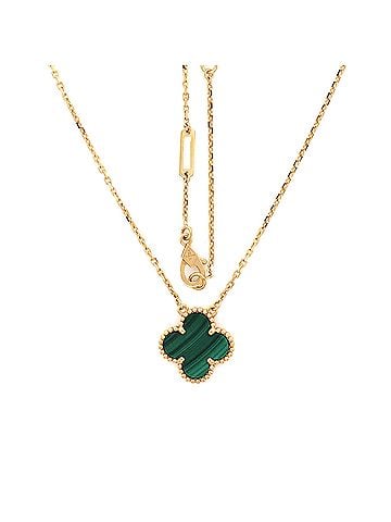 Van Cleef & Arpels Vintage Alhambra Pendant Necklace 18K Yellow Gold and Malachite (view 2)