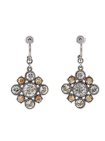 Chanel CC Floral Drop Earrings Metal with Crystals (view 1)