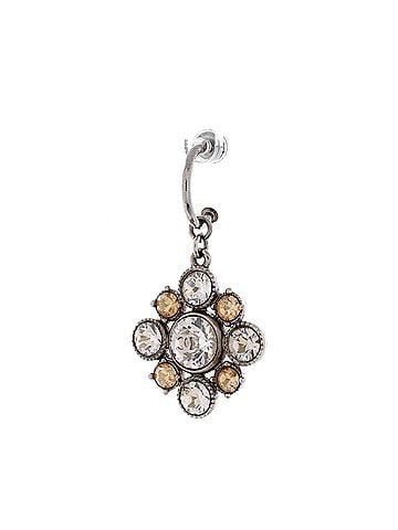 Chanel CC Floral Drop Earrings Metal with Crystals (view 2)
