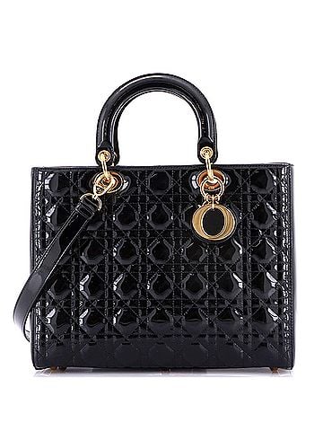 Christian Dior Lady Dior Bag Cannage Quilt Patent Large (view 1)