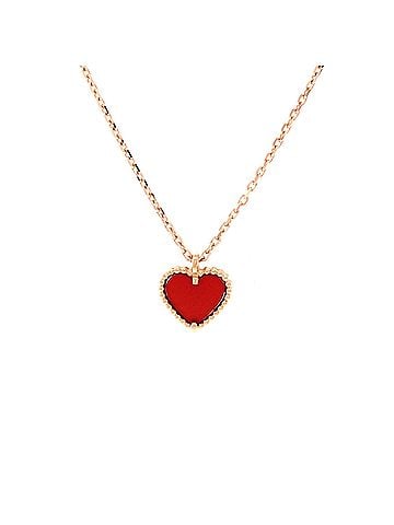 Van Cleef & Arpels Sweet Alhambra Heart Pendant Necklace 18K Rose Gold and Carnelian (view 1)