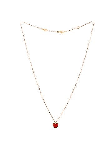 Van Cleef & Arpels Sweet Alhambra Heart Pendant Necklace 18K Rose Gold and Carnelian (view 2)