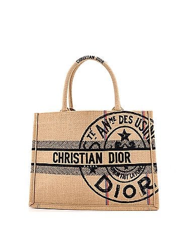Christian Dior Book Tote Embroidered Jute Canvas Medium (view 1)