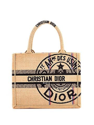 Christian Dior Book Tote Embroidered Jute Canvas Small (view 1)