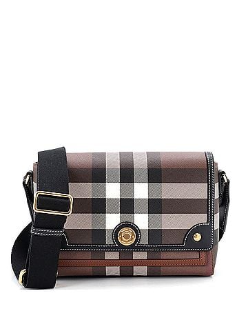 Burberry Note Crossbody Bag Check Canvas and Leather Medium (view 1)