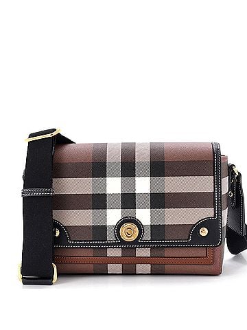 Burberry Note Crossbody Bag Check Canvas and Leather Medium (view 1)