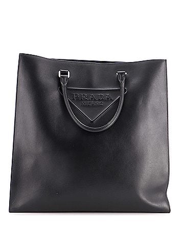 Prada Triangle Logo Convertible Open Tote Leather Large (view 1)