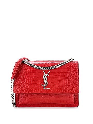 Saint Laurent Sunset Crossbody Bag Crocodile Embossed Leather Medium (view 1)