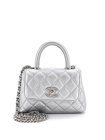 Chanel Coco Top Handle Clutch with Chain Quilted Caviar Mini (view 1)