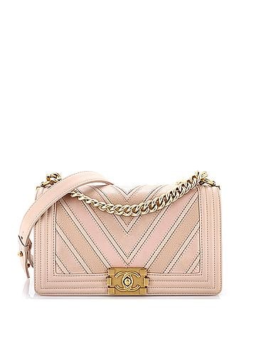 Chanel Boy Flap Bag Chevron Caviar and Calfskin Old Medium (view 1)
