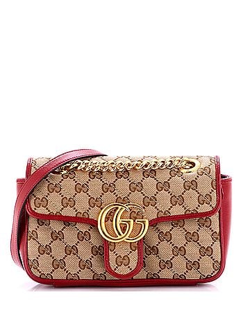 Gucci GG Marmont Flap Bag Diagonal Quilted GG Canvas with Leather Mini (view 1)