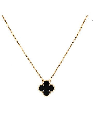 Van Cleef & Arpels Vintage Alhambra Pendant Necklace 18K Yellow Gold and Onyx (view 1)