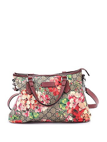 Gucci Convertible Zip Tote Blooms Print GG Coated Canvas Medium (view 1)