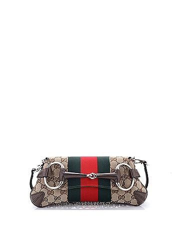 Gucci Horsebit NM Web Chain Clutch GG Canvas Small (view 1)