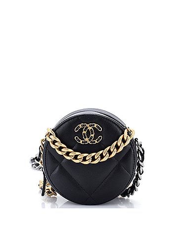 Chanel 19 Round Clutch with Chain Quilted Leather (view 1)