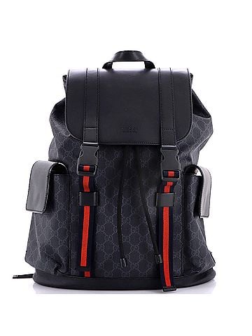 Gucci Double Pocket Buckle Backpack GG Coated Canvas Large (view 1)