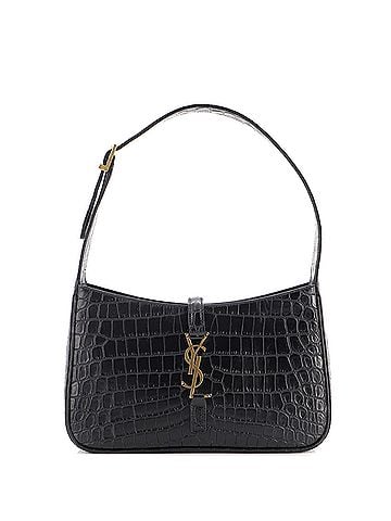 Saint Laurent Le 5 a 7 Hobo Crocodile Embossed Leather Small (view 1)