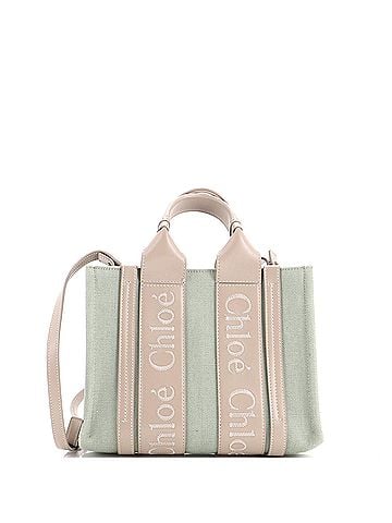 Chloé Woody Convertible Tote Linen and Leather Small (view 1)