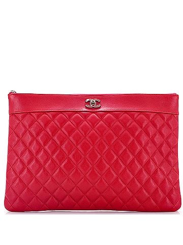 Chanel Mademoiselle Vintage O Case Clutch Quilted Sheepskin Large (view 1)