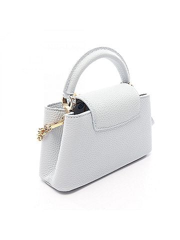 Louis Vuitton Louis Vuitton LV x TM Capucines EW Mini 2-Way Handbag, Leather, Women's, Blue, M13707 (view 2)