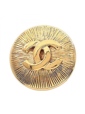 Chanel Chanel Coco Mark Round Brooch Accessory, Gold Plated (GP), Women's, Tone (view 1)