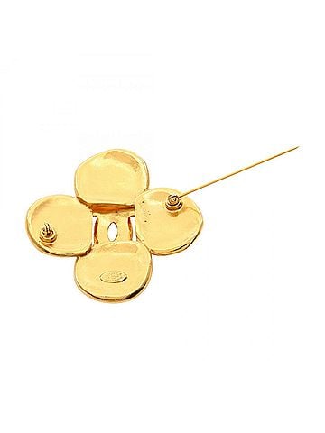 Chanel Chanel Coco Mark Clover Brooch Accessory, Gold Plated (GP), Women's, Tone (view 2)