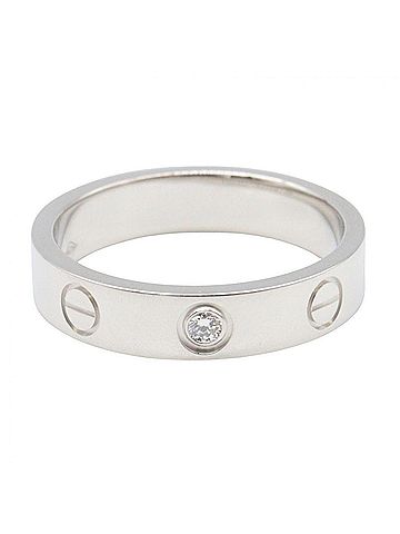 Cartier Cartier Mini Love Ring 1PD Ring, Jewelry, 18KWG (White Gold), Diamond, Women's, Silver/Clear Tone, B4050549 (view 2)