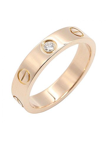 Cartier Cartier Mini Love Ring 1PD Ring, Jewelry, 18KPG (Pink Gold), Diamond, Women's, Gold Tone, Clear B4050700 (view 1)