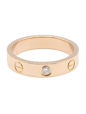 Cartier Cartier Mini Love Ring 1PD Ring, Jewelry, 18KPG (Pink Gold), Diamond, Women's, Gold Tone, Clear B4050700 (view 2)