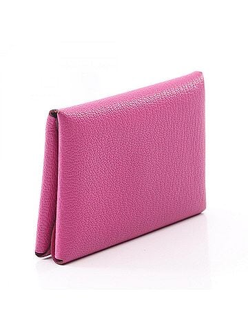Hermès Hermes Calvi Duo Magnolia Wallet/Coin Purse, Chevre Leather, Pink, 082977CK (view 2)
