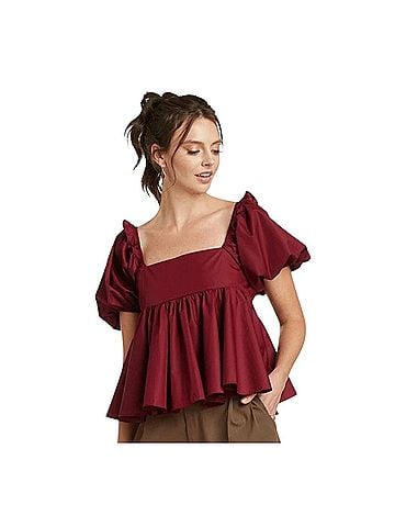 En Saison Puff Sleeve Short Sleeve Blouse (view 1)