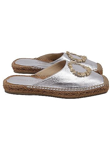 Jimmy Choo Jimmy Choo Nadene Flat Espadrilles in Silver Leather (view 1)