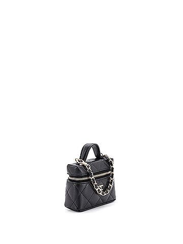 Chanel Top Handle Vanity Case Bag Charm Quilted Caviar Micro (view 2)